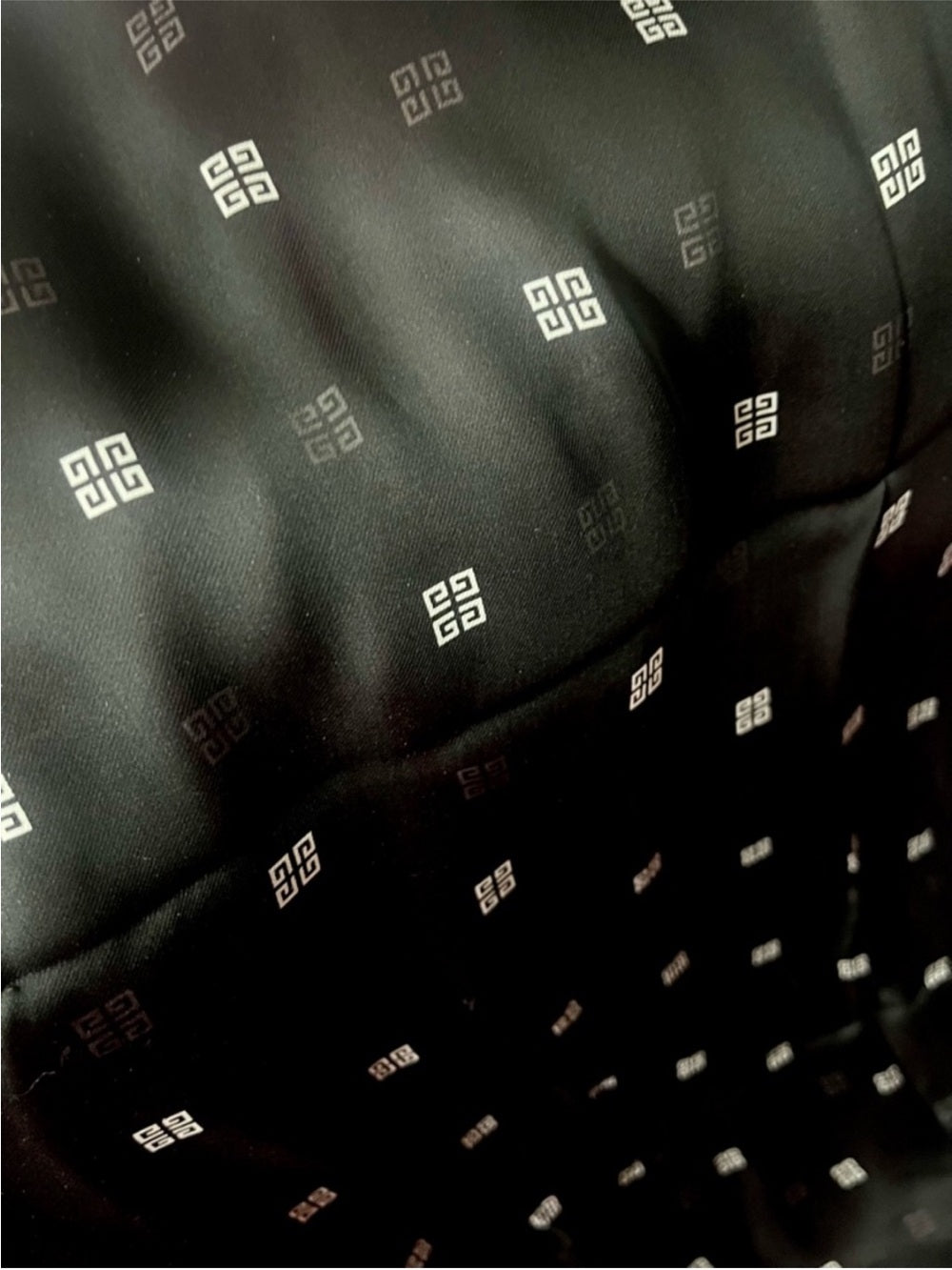 Givenchy Black Silk Logo Scarf – Monogram Print with Contrast Border (31.5”)