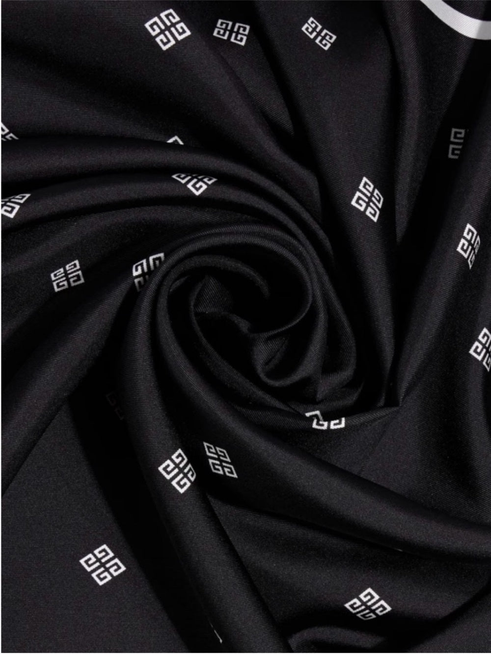 Givenchy Black Silk Logo Scarf – Monogram Print with Contrast Border (31.5”)