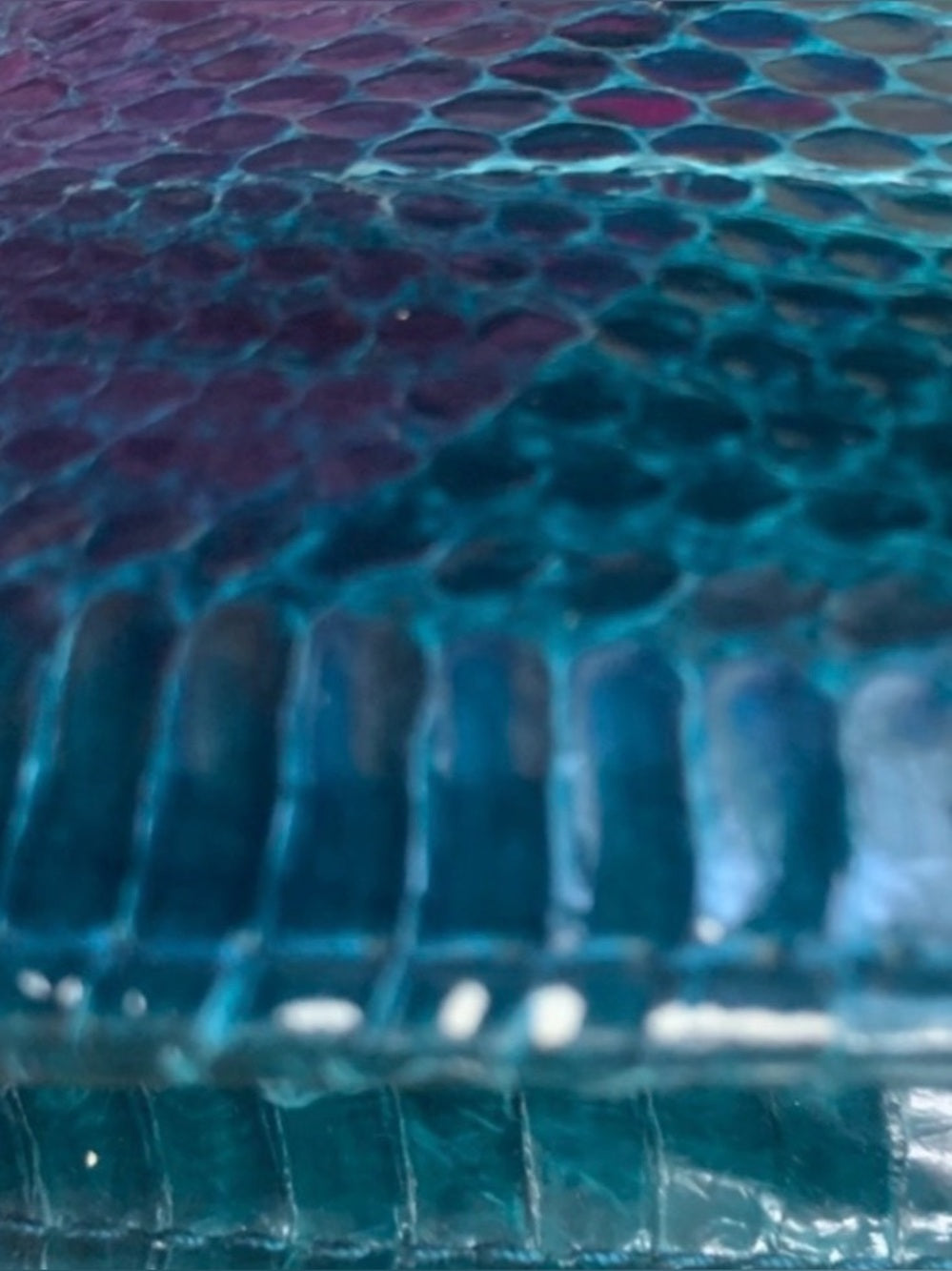 Vintage Genuine Python Skin Clutch – Teal Iridescent Snakeskin Evening Bag