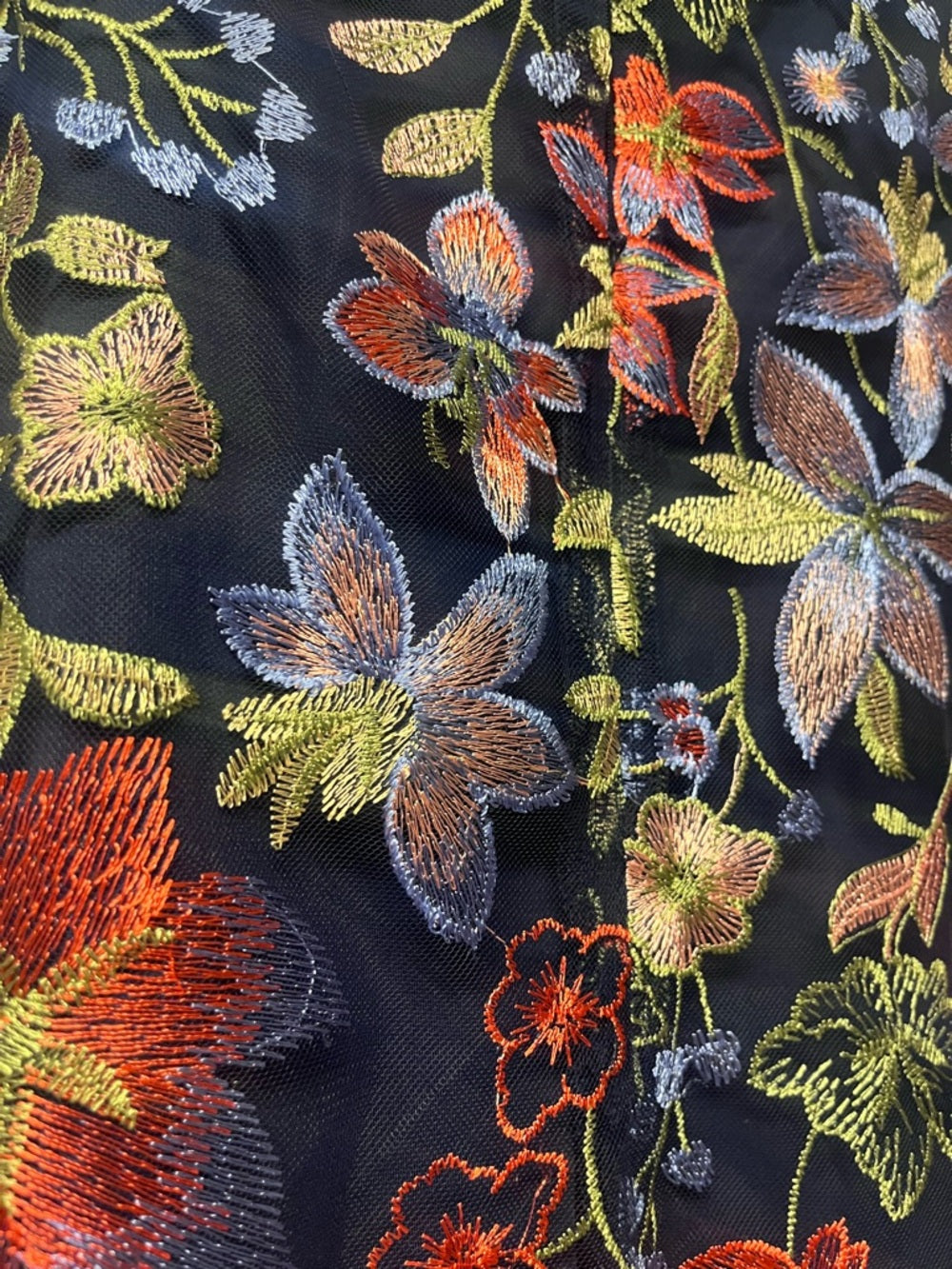 Anne Klein Navy Floral Embroidered Tulle Mini Dress