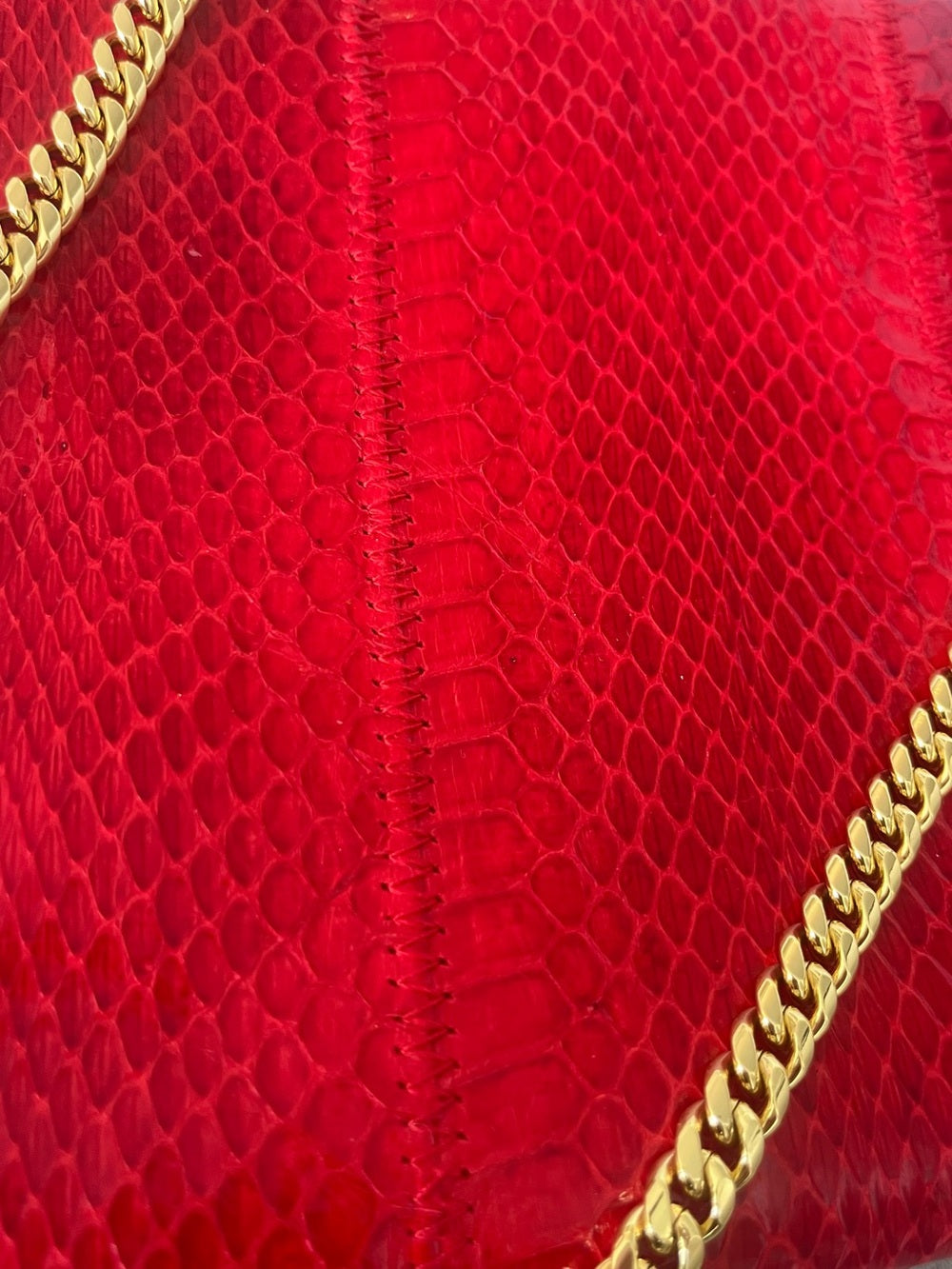 Red Genuine Python Clutch / Crossbody – Exotic Snakeskin Bag, Removable Strap