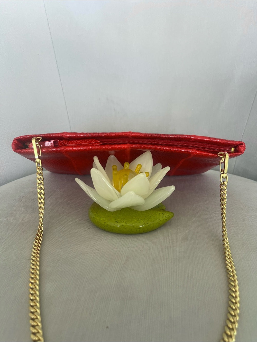 Red Genuine Python Clutch / Crossbody – Exotic Snakeskin Bag, Removable Strap