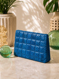 Cobalt Blue Snakeskin Quilted Clutch | Exotic Python Statement Bag