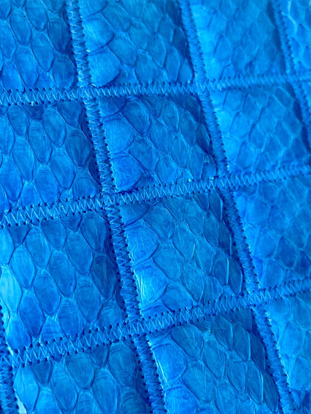 Cobalt Blue Snakeskin Quilted Clutch | Exotic Python Statement Bag