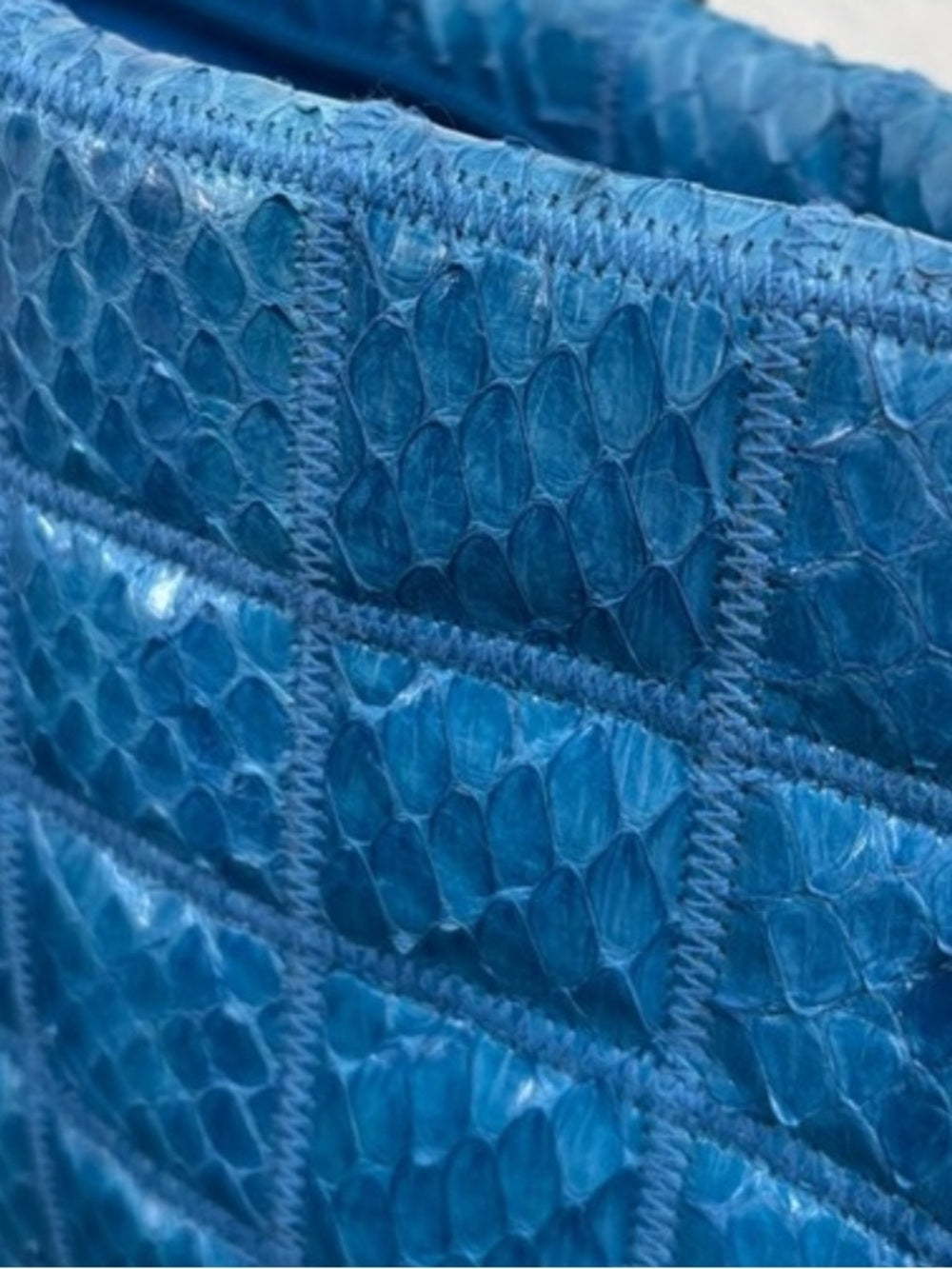 Cobalt Blue Snakeskin Quilted Clutch | Exotic Python Statement Bag