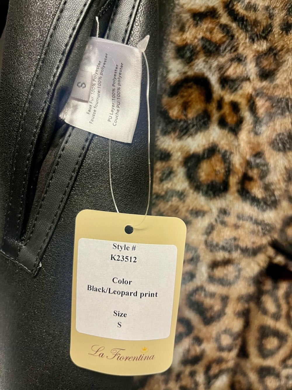La Fiorentina Reversible Faux Fur Leopard & Black Leather Long Maxi Trench Coat — fashion color and fabric detail