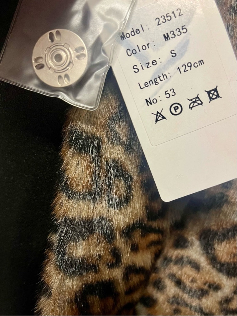 La Fiorentina Reversible Faux Fur Leopard & Black Leather Long Maxi Trench Coat — designer label and garment branding