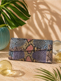 Multicolor Genuine Python Clutch Crossbody – Patchwork Snakeskin Statement Bag — designer exotic leather handbag silhouette