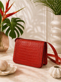 Nancy Gonzalez Genuine Caiman Crocodile Shoulder Bag Orange Exotic Leather — designer exotic leather handbag silhouette