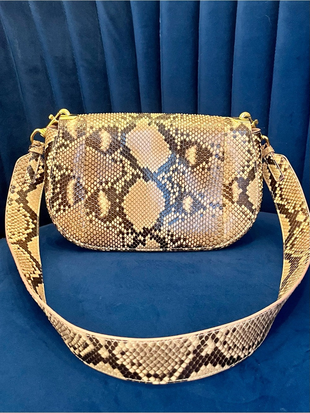 Salvatore Ferragamo “Anna” Genuine Python Saddle Bag Special Edition - Blush — designer logo branding and craftsmanship