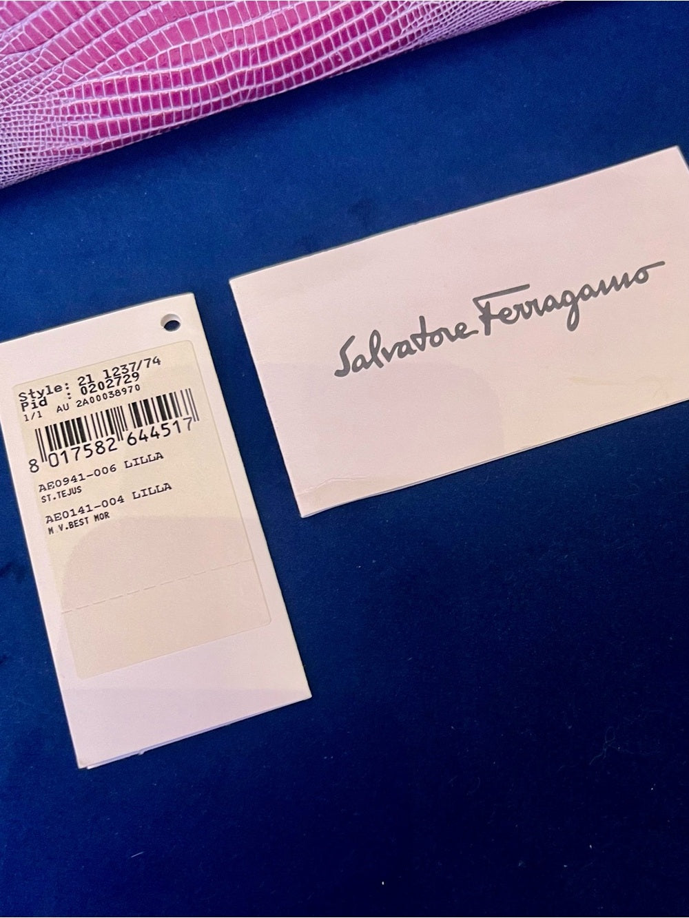 Salvatore Ferragamo Pink Tejus Lizard & Leather Vintage Structured Tote Bag — collectible designer bag material closeup