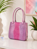 Salvatore Ferragamo Pink Tejus Lizard & Leather Vintage Structured Tote Bag — designer exotic leather handbag silhouette