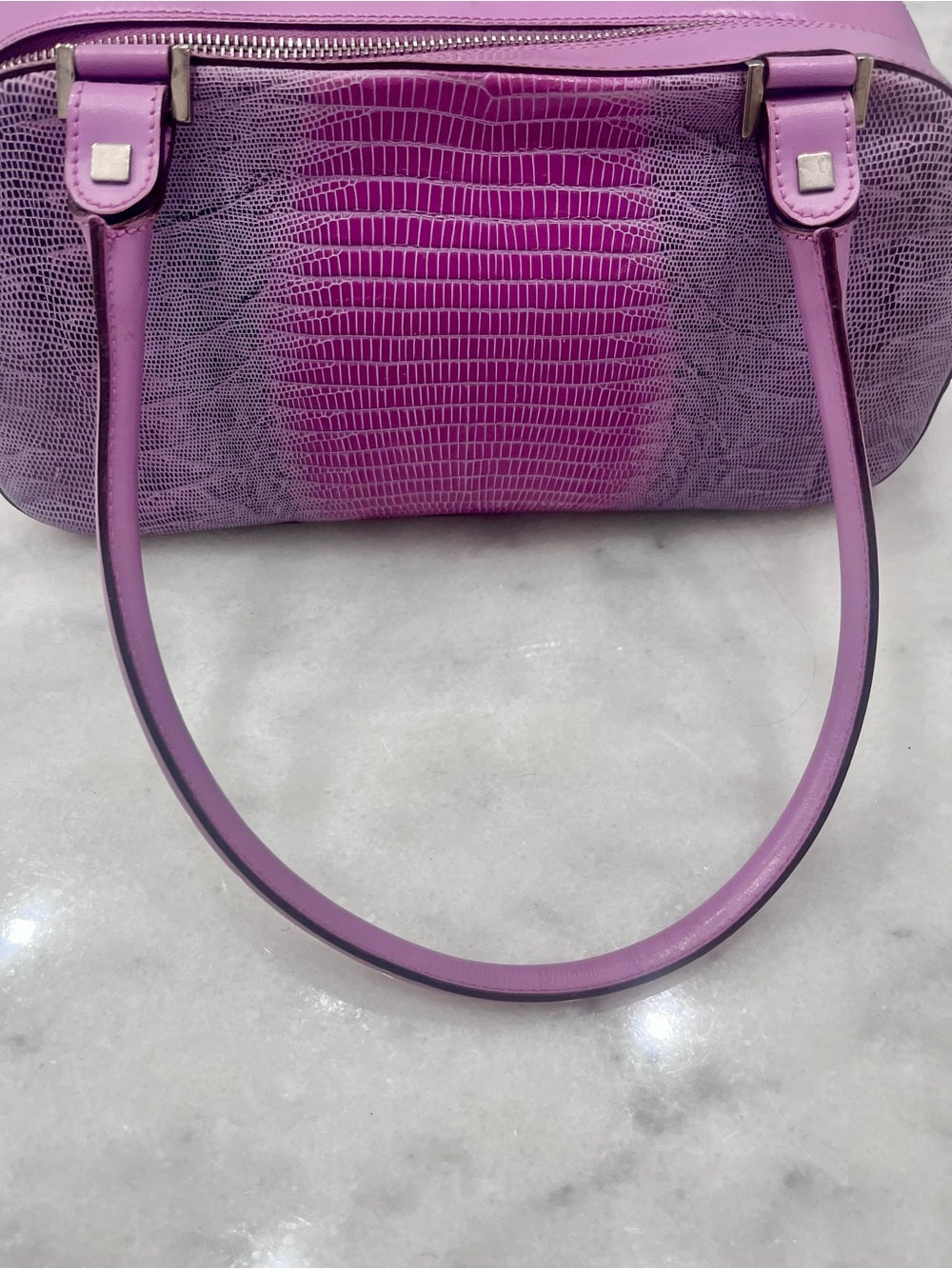Salvatore Ferragamo Tejus Lizard Purple Shoulder Bag - Vintage (80’s/90’s) — exotic skin pattern and color variation