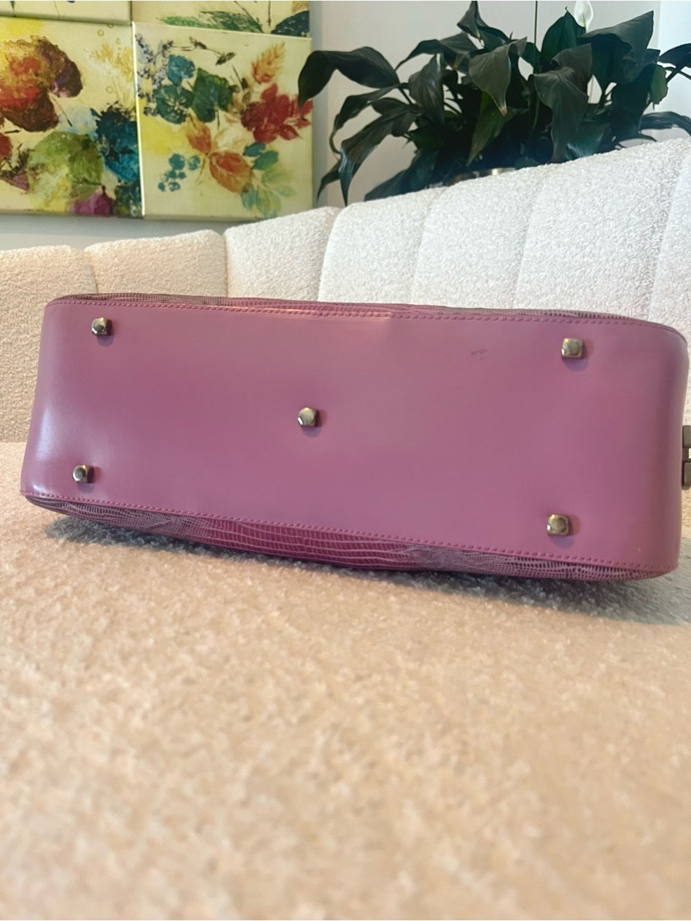 Salvatore Ferragamo Tejus Lizard Purple Shoulder Bag - Vintage (80’s/90’s) — designer logo branding and craftsmanship