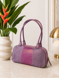 Salvatore Ferragamo Tejus Lizard Purple Shoulder Bag - Vintage (80’s/90’s) — designer exotic leather handbag silhouette