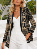 Statement Pearl & Gold Embellished Jacket – Baroque Beaded Blazer w Pockets — designer product silhouette and material