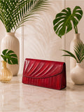 Vintage Red Eel Skin Clutch Textured Exotic Leather Structured Crossbody — designer exotic leather handbag silhouette